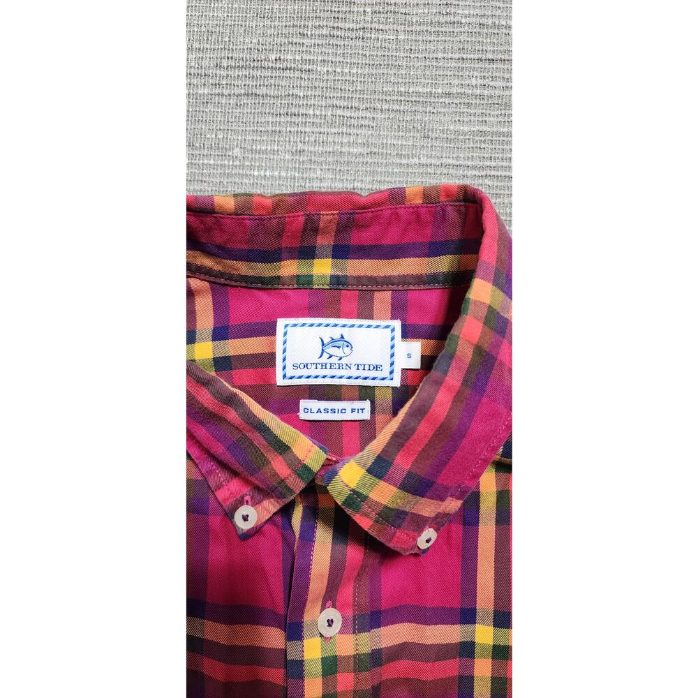 Southern Tide Men’s Classic Fit Plaid Button-Down Shirt Cotton Small‎
